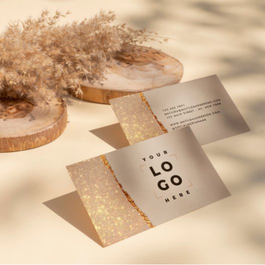 Roos goud glitter roze moderne QR-code Visitekaartje