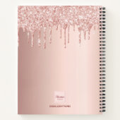Roos goud glitter roze monogram script dagboek notitieboek (Achterkant)