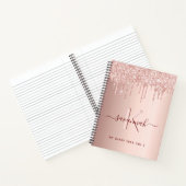 Roos goud glitter roze monogram script dagboek notitieboek (Binnen)