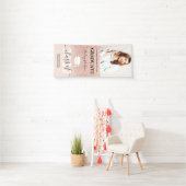 Roos goud glitter roze ombre foto afstuderen spandoek (Insitu)