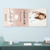 Roos goud glitter roze ombre foto afstuderen spandoek (Beurs)