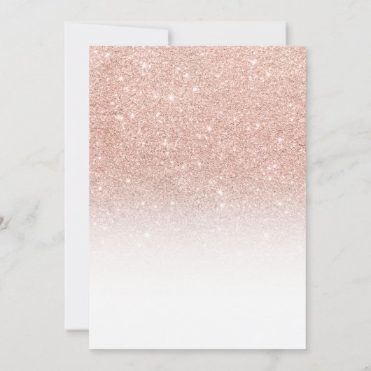 Roos goud glitter roze ombre witte bevestiging kaart (Achterkant)