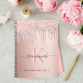 Roos goud glitter roze zilver monogram dagboek notitieboek
