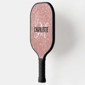 Roos goud glitter script monogram naam pickleball paddle (Links)