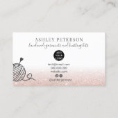 Roos goud glitter wit breien handbediend visitekaartje (Achterkant)