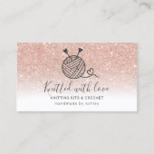 Roos goud glitter wit breien handbediend visitekaartje (Voorkant)