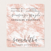 roos goud glitter wit marmer oognazorg visitekaartjes (Buitenkant ongevouwen)