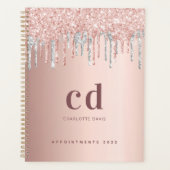 Roos Goud Glitter Zilver Blush Monogram 2026 Planner (Voorkant)