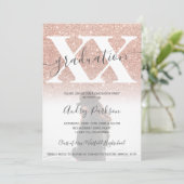 Roos goud glitter zwart roze afstuderen foto kaart (Staand voorkant)