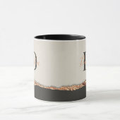 Roos goud glitter zwart roze modern monogram mok (Midden)