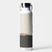 Roos goud glitter zwart roze modern monogram waterfles (Voorkant)