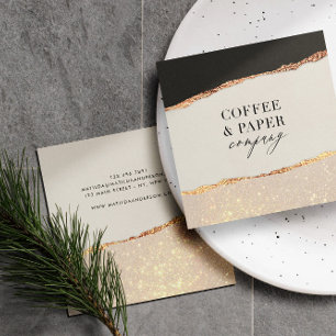 Roos goud glitter zwarte roze moderne vierkante bu vierkante visitekaartje