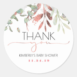 Roos Goud Groen Baby shower Ronde Sticker