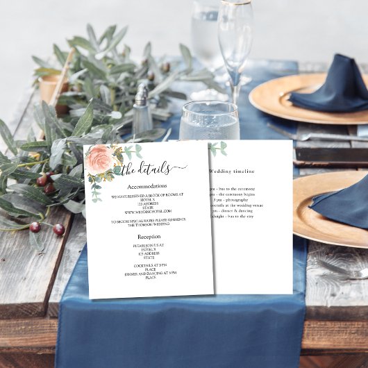 Roos Goud Groen Budget Bruiloft Programma Details Flyer