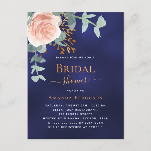 Roos goud groen marineblauw Vrijgezellenfeest Uitnodiging Briefkaart (Voorkant)