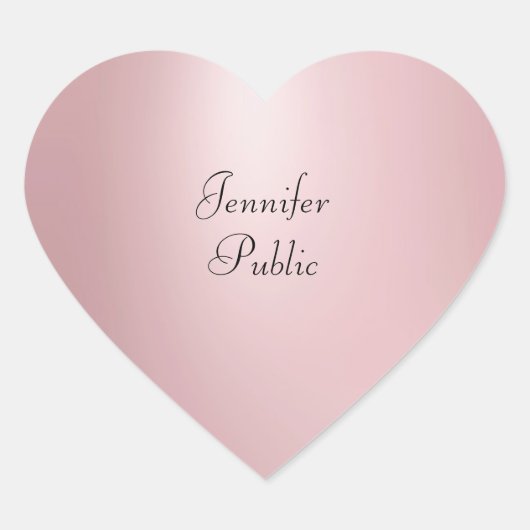 Roos Goud Handgeschreven Script Elegante Sjabloon Hart Sticker (Voorkant)