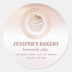 Roos goud Homemade cupcakes en behandelverpakkinge Ronde Sticker