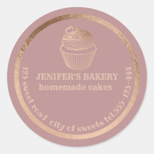 Roos goud Homemade cupcakes en behandelverpakkinge Ronde Sticker