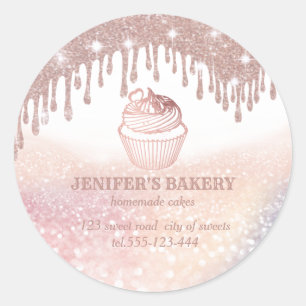  Roos goud Homemade cupcakes en snoepjes Ronde Sticker