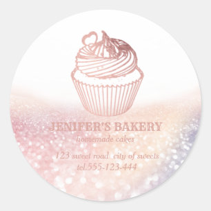  Roos goud Homemade cupcakes en snoepjes Ronde Sticker