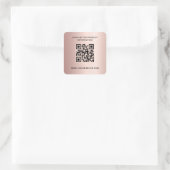 Roos goud - informatie qr code vierkante sticker (Tas)