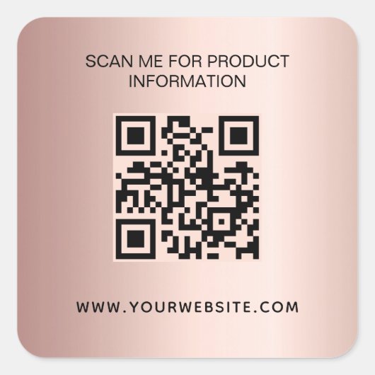 Roos goud - informatie qr code vierkante sticker (Voorkant)