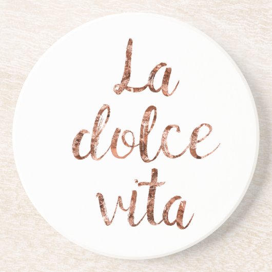 Roos goud La Dolce Vita Zandsteen Onderzetter (Voorkant)