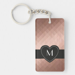 Roos goud laag poly geometrisch modern hart monogr sleutelhanger