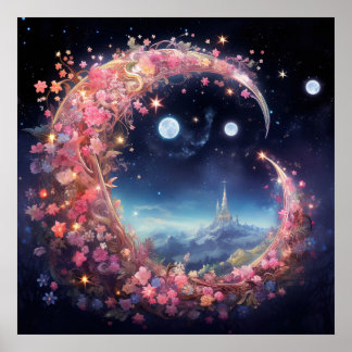 Roos Goud Lunar Dream Poster