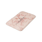 Roos Goud Marmer 8, Glitter, Zwart Script Naam Badmat (Gekanteld)