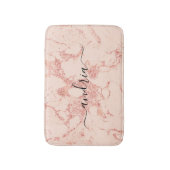 Roos Goud Marmer 8, Glitter, Zwart Script Naam Badmat (Voorkant Verticaal)