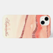 Roos Goud Marmer en Glitter iPhone Hoesje (Achterkant horizontaal)