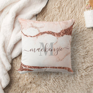 Roos Goud Marmer en Glitter Kussen