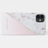 Roos Goud Marmer en Roze Kleurblok Gepersonaliseer Case-Mate iPhone Case (Achterkant (horizontaal))