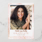 Roos Goud Marmer Folie Afstuderen Aankondiging (Voorkant)