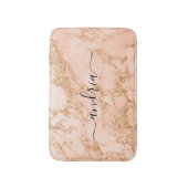 Roos Goud Marmer Glitter, Zwart Script Naam Badmat (Voorkant Verticaal)
