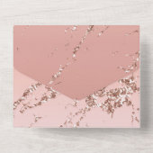 Roos Goud Marmer Glitzy Glitter Bruiloft All In One Uitnodiging (Achterkant)