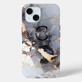 Roos Goud Marmeren Monogram Aangepast Case-Mate iPhone Case (Achterkant)