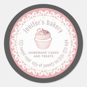 Roos goud met een olieafdruk Homemade cupcakes en Ronde Sticker