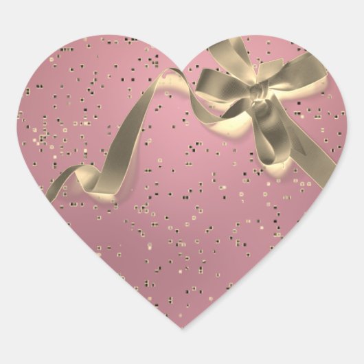 Roos Goud met Gouden Boog Hart Sticker (Voorkant)