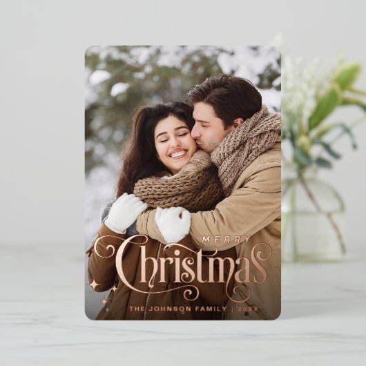 Roos goud met prettige feestdagen (Staand Voorkant)