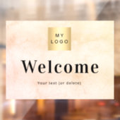 Roos goud metalen logo welkom raamsticker (Vel 2)