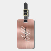 Roos Goud Metallic Fancy Monogram Bagagelabel (Voorkant verticaal)