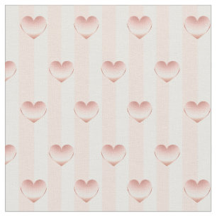 Roos Goud Metallic Hearts & White Stripes Pattern Stof