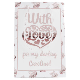 Roos goud metallisch uitzien Valentijn hart liefde Medium Cadeauzakje