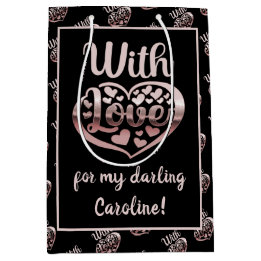 Roos goud metallisch uitziende Valentijn hartliefd Medium Cadeauzakje