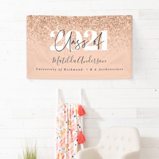 Roos goud modern script stijlvol afstuderen banner (Insitu)