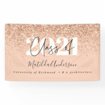 Roos goud modern script stijlvol afstuderen banner