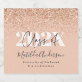 Roos goud modern stijlvol afstudeerfeest gunst sparkling wijnetiket (Enkel label)