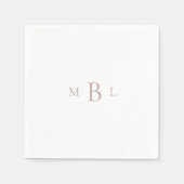 Roos Goud Monogram Wit Elegant Bruiloft Cocktail Servet (Voorkant)